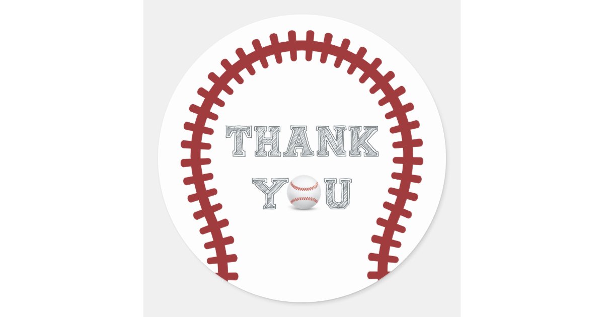 Baseball Thank you Classic Round Sticker | Zazzle