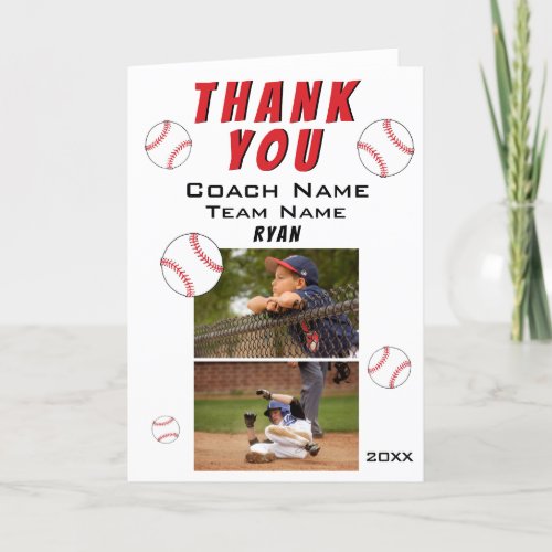 Baseball Thank you Coach 2 Photo Card