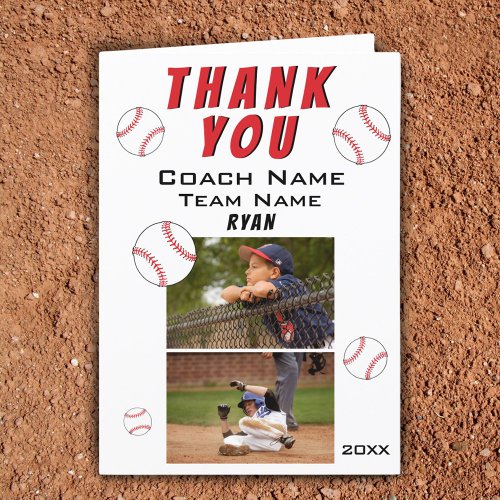 Baseball Thank you Coach 2 Photo Card