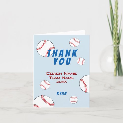 Baseball Thank you Coach Card
