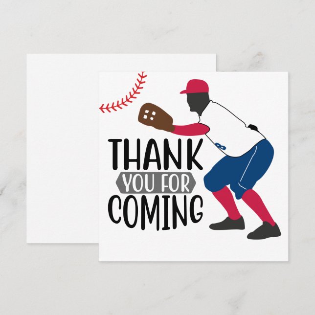 Baseball thank you for coming  card (Front/Back)