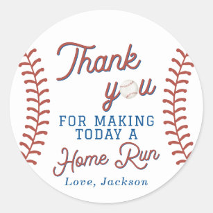 Baseball Thank You Stickers   First Birthday Party