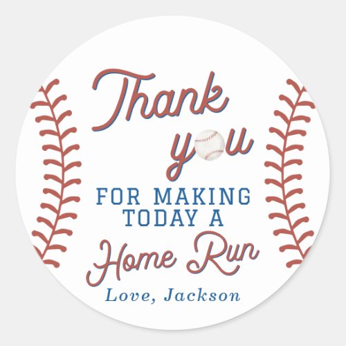 Baseball Thank You Stickers  First Birthday Party