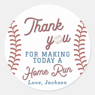 Baseball Thank You Stickers First Birthday Party