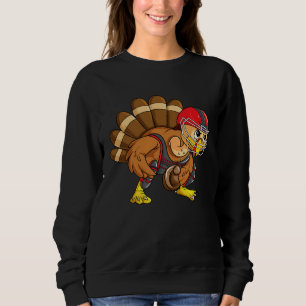 Baseball Thanksgiving Turkey Catcher Softball Play Sweatshirt