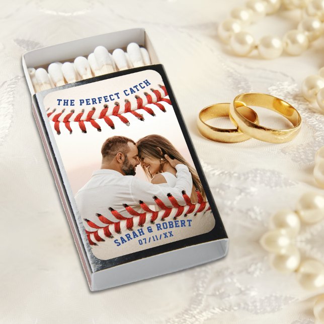 Baseball The Perfect Catch Couple Photo Wedding Matchboxes (Baseball The Perfect Catch Couple Photo Wedding Matchboxes)