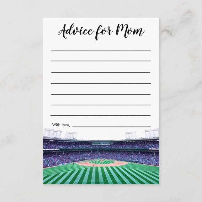 Baseball Theme Advice for Mom  Enclosure Card (Front)