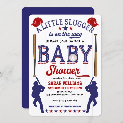 Baseball Theme Baby Shower Baby Boy Shower Invitation