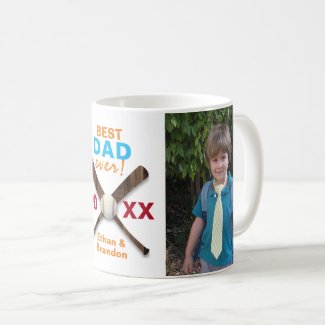 Baseball Theme Best Dad Ever Custom Photo Coffee Mug