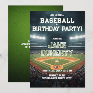 Baseball Theme Birthday Party Invitation