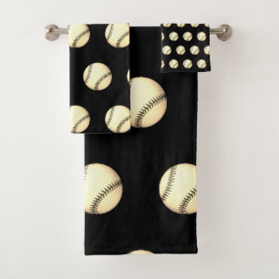 Baseball Theme Black  Bath Towel Set