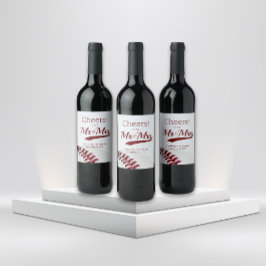 Baseball Theme Cheers to Mr and Mrs Wedding Wine Label