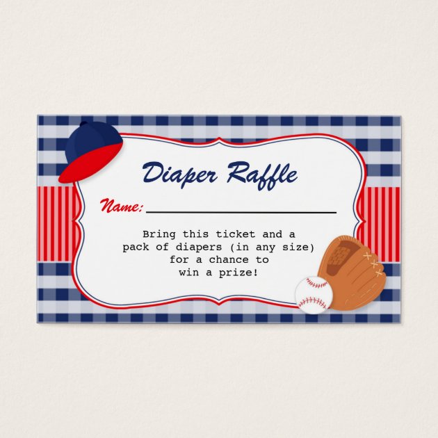 Baseball Theme Diaper Raffle Ticket
