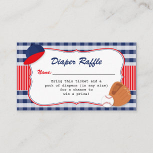 Baseball Theme Diaper Raffle Ticket Enclosure Card