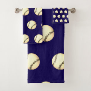 Baseball Theme Dk Blue   Bath Towel Set