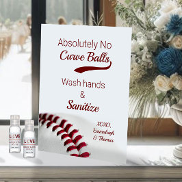 Baseball Theme Field Day Sanitize Wedding Pedestal Sign