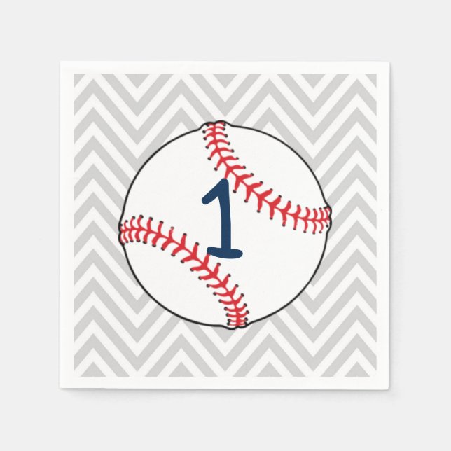 Baseball theme first Birthday Napkins (Front)