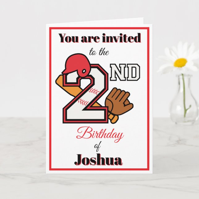 Baseball theme Happy 2nd Sport Birthday Invitation (Small Plant)