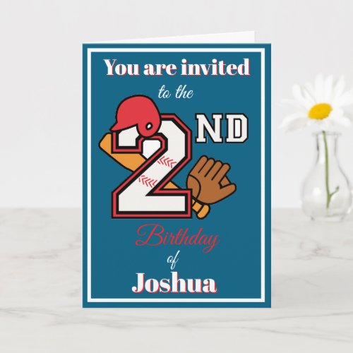 Baseball theme Happy 2nd Sport Birthday Invitation