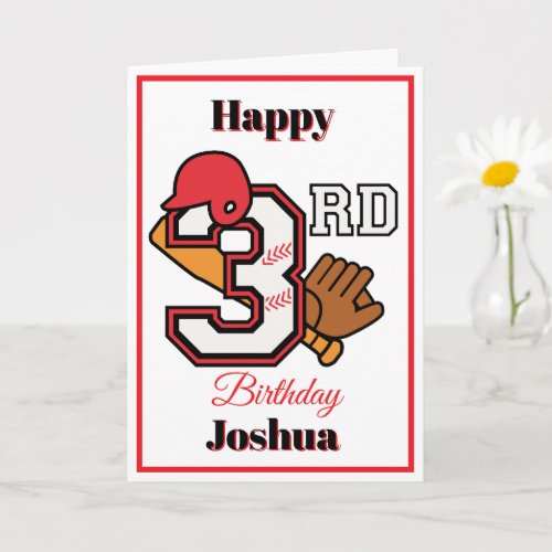 Baseball theme Happy 3nd Sport Birthday Greeting