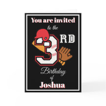Baseball theme Happy 3rd Sport Birthday Invitation
