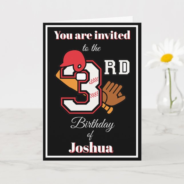 Baseball theme Happy 3rd Sport Birthday Invitation (Small Plant)
