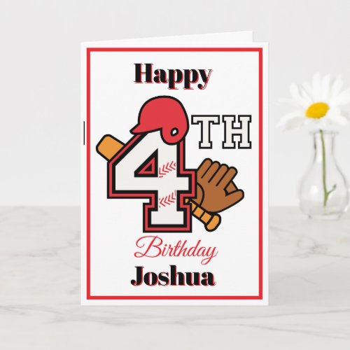 Baseball theme Happy 4th Sport Birthday Greeting