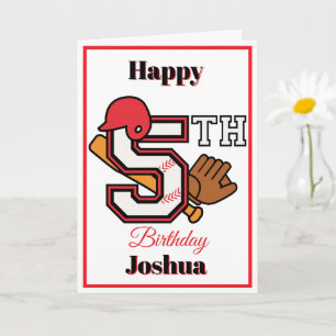 Baseball theme Happy 5th Sport Birthday Greeting Card