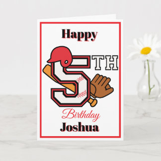 Baseball theme Happy 5th Sport Birthday Greeting Card