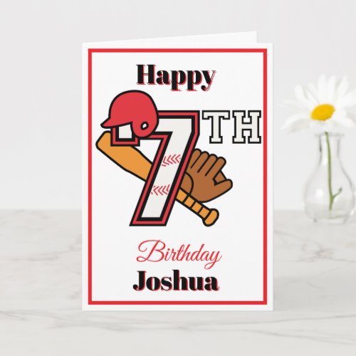 Baseball theme Happy 7th Sport Birthday Greeting