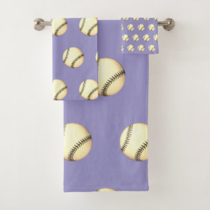 Baseball Theme Lavender   Bath Towel Set