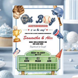 Baseball Theme Oh Boy Baby Shower Invitation