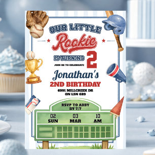 Baseball Theme Our Little Rookie Any Age Birthday Invitation