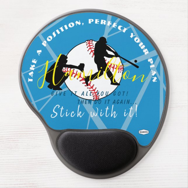 Baseball Theme Personalized Gel Mousepad (Front)