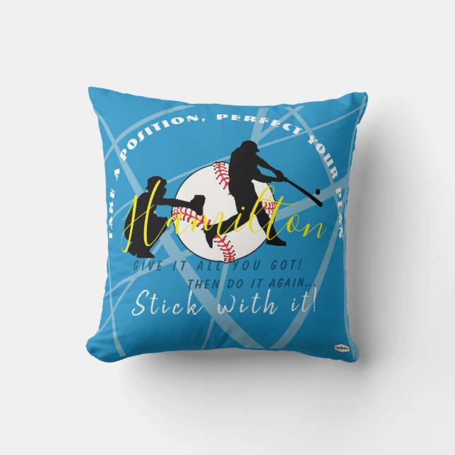 Baseball Theme Personalized Pillow HAMbyWG (Front)