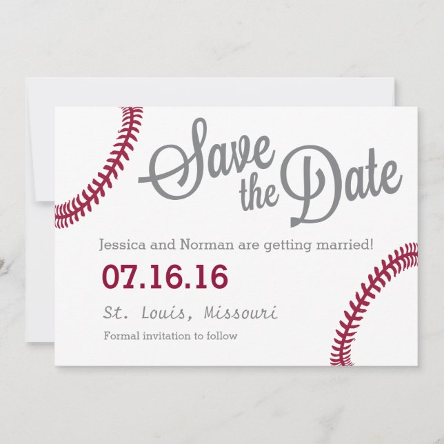 Baseball theme Save the Date Invitation (Front)