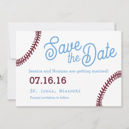 Baseball theme Save the Date Invitation