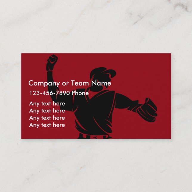 Baseball Theme Sports Business Cards (Front)