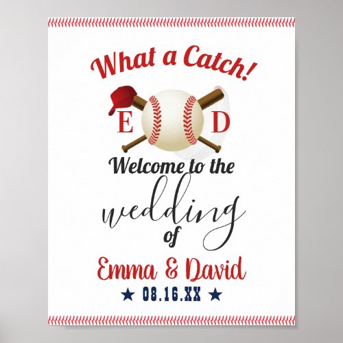 Baseball Theme Sports Wedding Welcome Poster