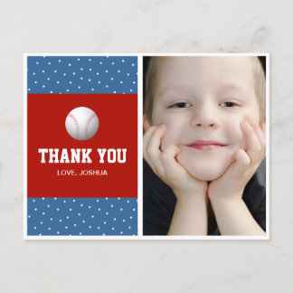 Baseball theme thank you postcard for boys