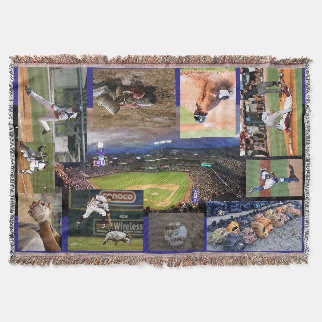 Baseball Theme Throw Blanket - HAMbyWhiteGlove (Front)