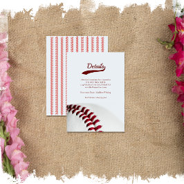 Baseball Theme Typography Wedding Details Enclosure Card