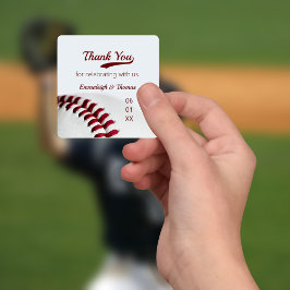 Baseball Theme Wedding Favor Thank You Square Sticker