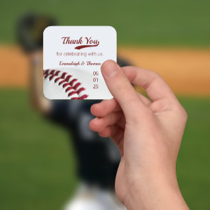 Baseball Theme Wedding Favor Thank You Square Sticker