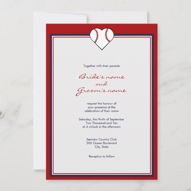 Baseball Theme Wedding Invitations (Front)