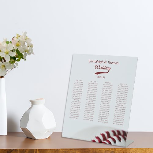 Baseball Theme Wedding Seating Chart Pedestal Sign