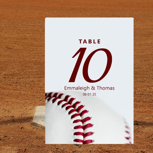 Baseball Theme Wedding Table Number