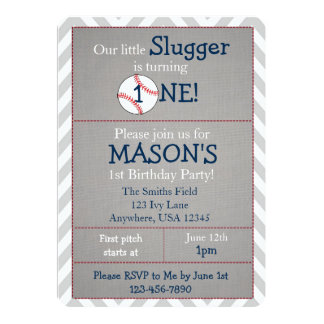 Baseball Themed 1st Birthday Party Invitation