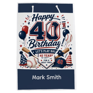 Baseball-themed 40th birthday Medium Gift Bag