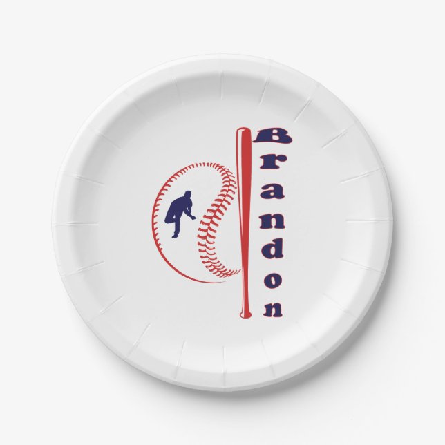 Baseball Themed All-Star Sports Paper Plates (Front)